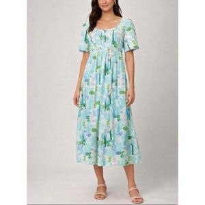 Nimo With Love Cactus Print Midi Dress